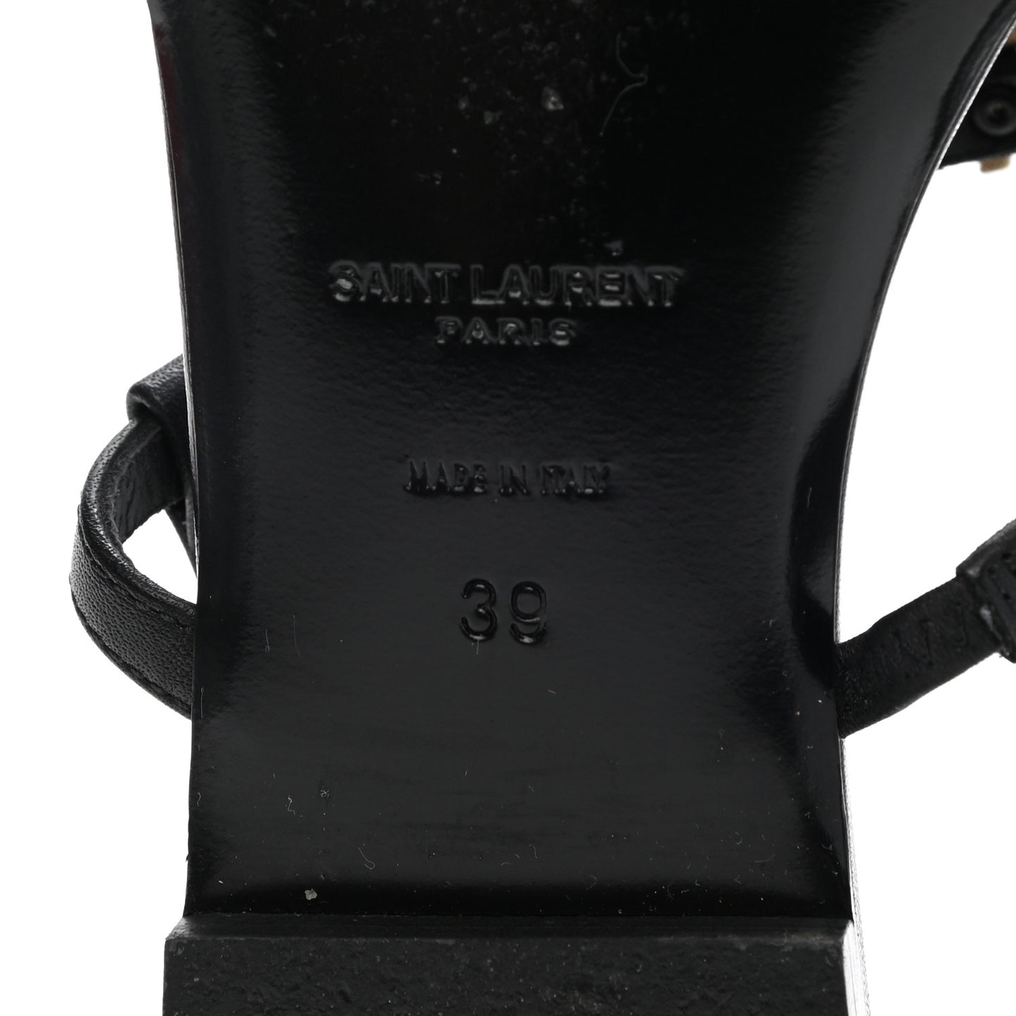 Patent Calfskin Cassandra Monogram Sandals 39 Black