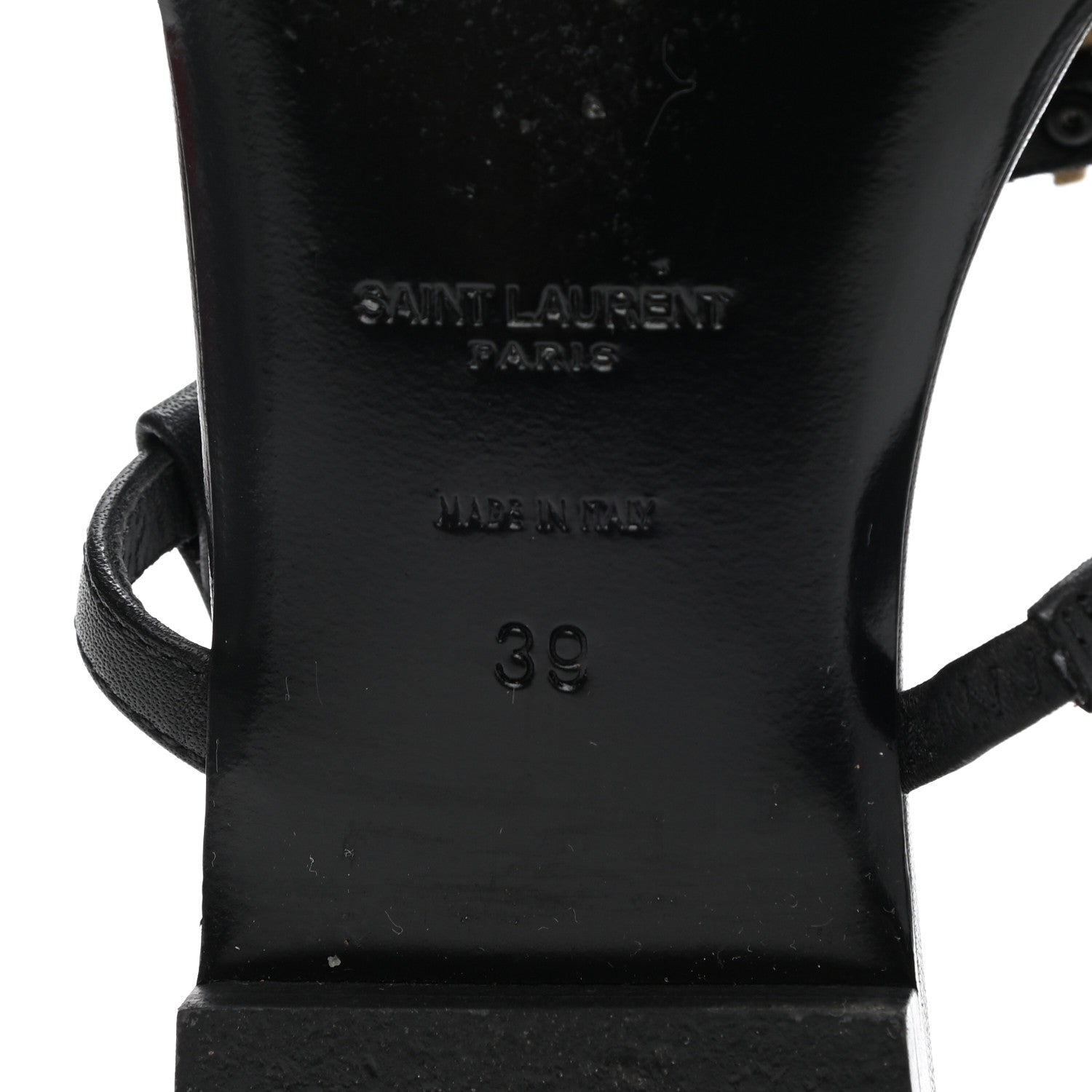Saint Laurent Patent Calfskin Cassandra Monogram Sandals 39 Black 6 of 11