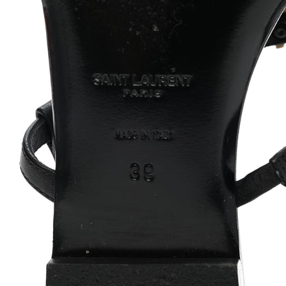 Saint Laurent Patent Calfskin Cassandra Monogram Sandals 39 Black 6 of 11