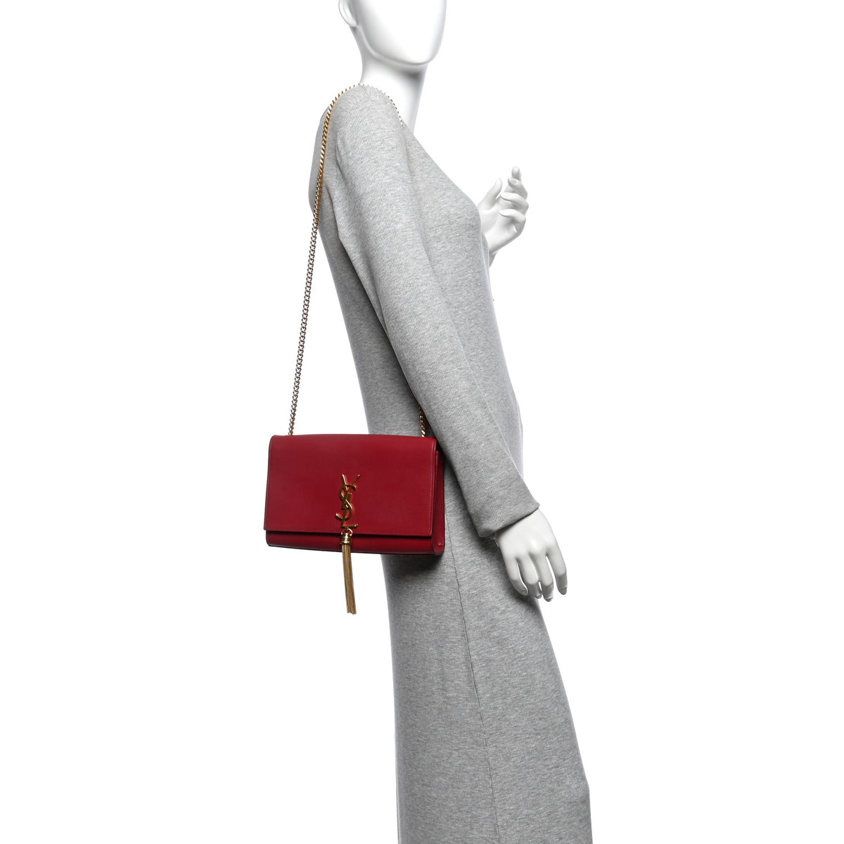 Saint Laurent Smooth Calfskin Medium Classic Monogram Kate Tassel Satchel New Lipstick 2 of 10