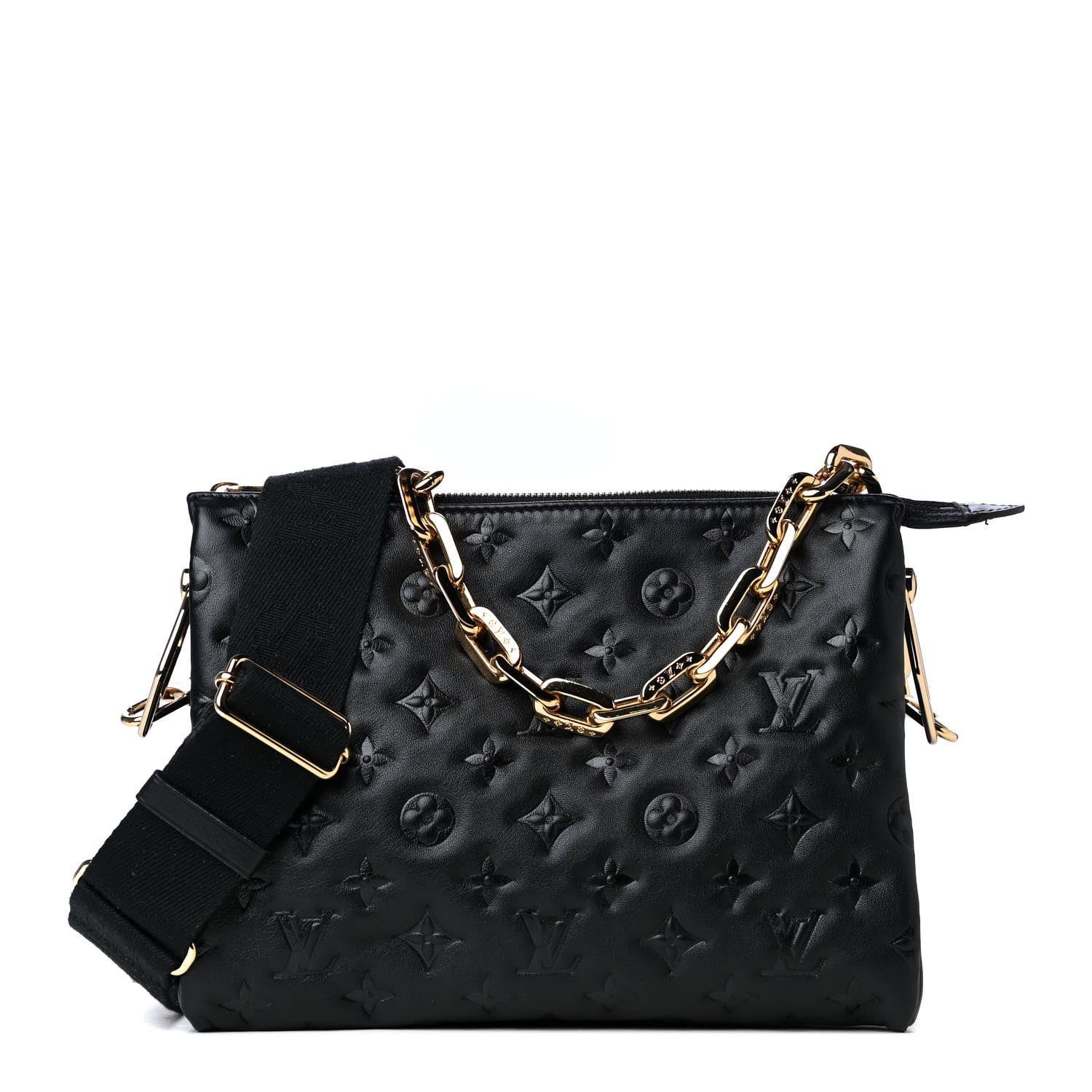 Louis Vuitton Lambskin Embossed Monogram Coussin PM Black 1 of 8