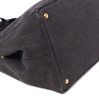 Prada Denim Logo Tote Black 5 of 9
