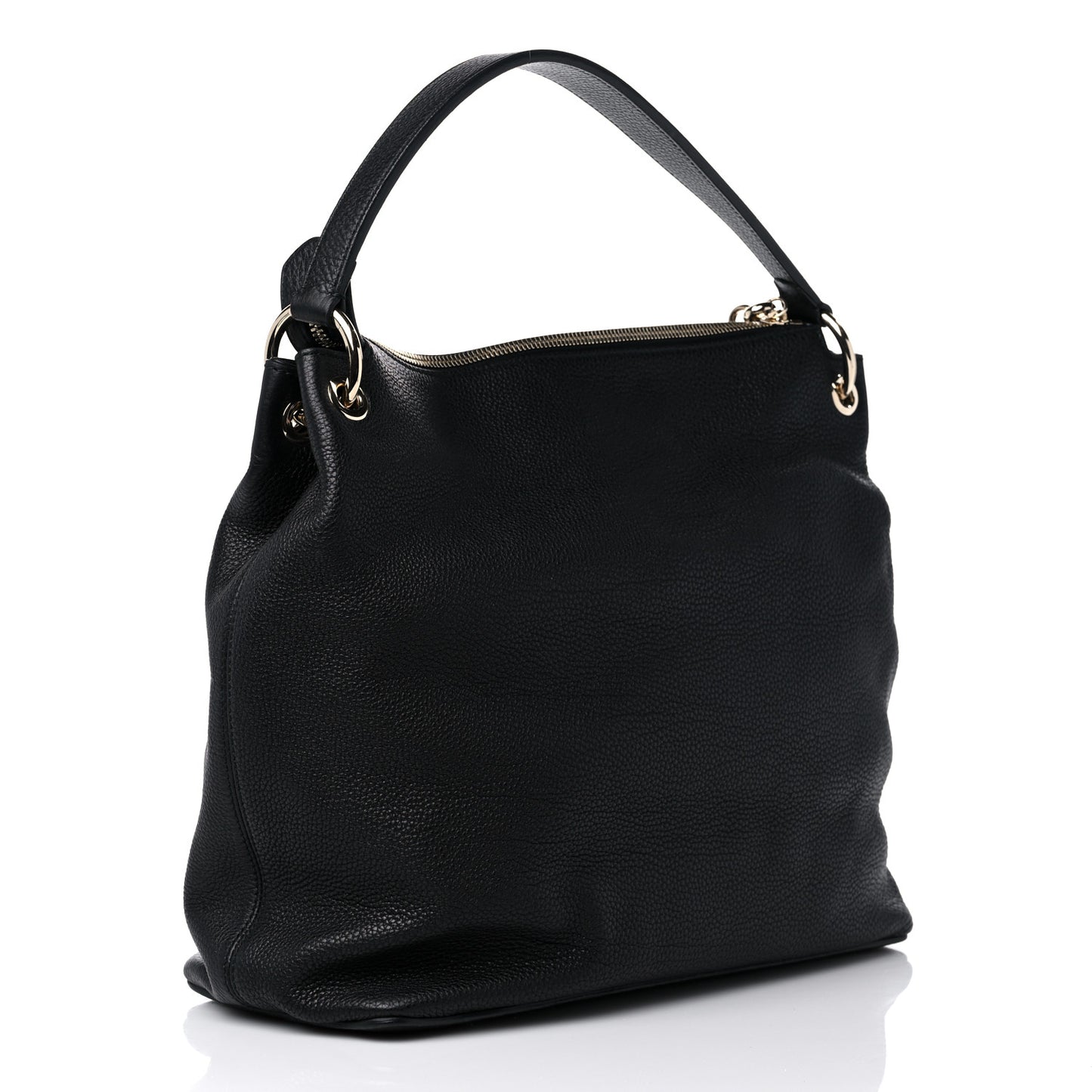 Pebbled Calfskin Large Soho Hobo Black