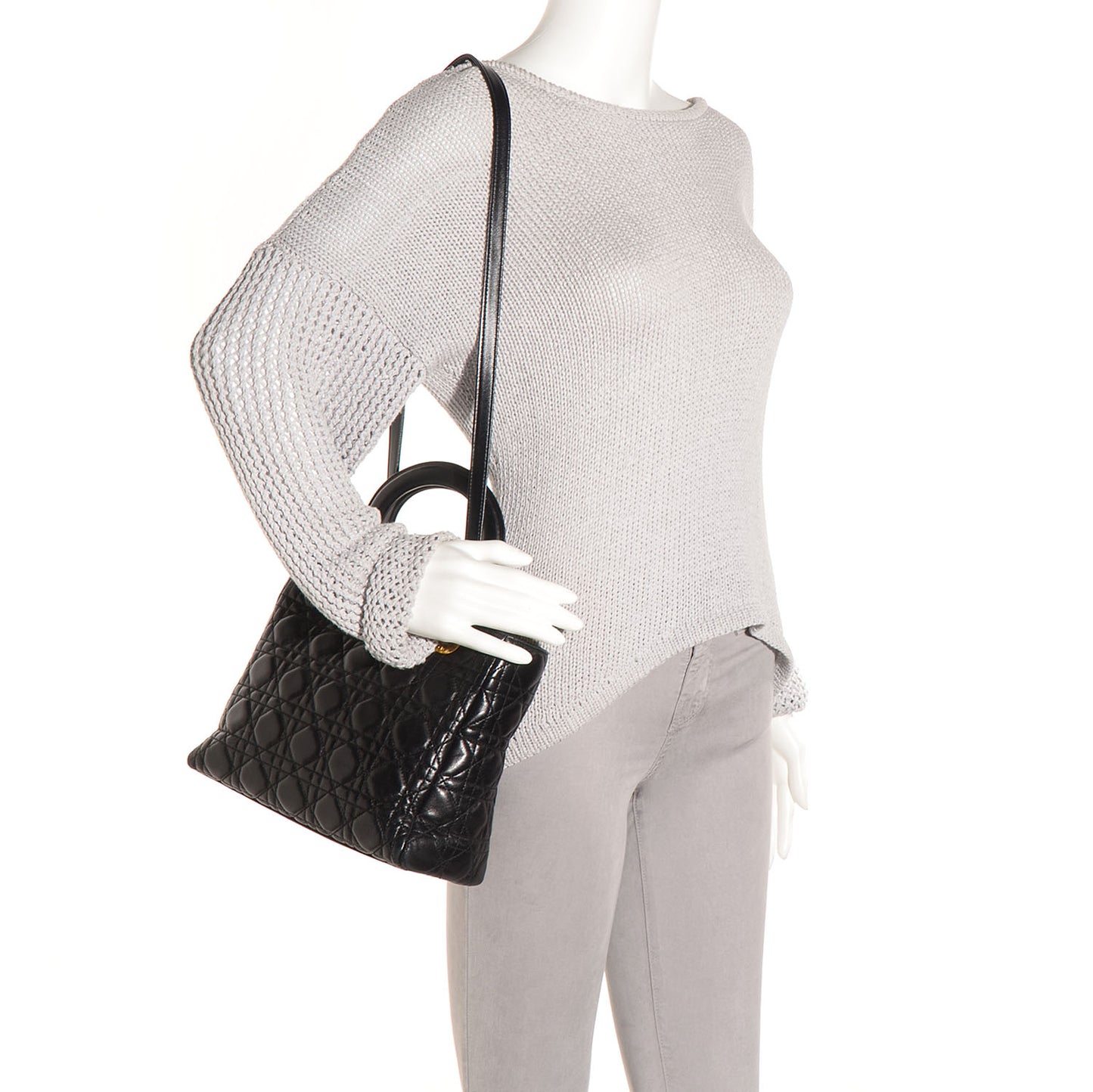 Lambskin Cannage Medium Lady Dior Black