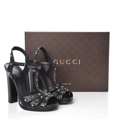 Gucci Calfskin Studded Melville Sandals 37 Black 10 of 10