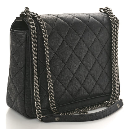 Chanel Washed Caviar Quilted Small Square Turn Around Ligne Flap Dark Grey 3 of 14