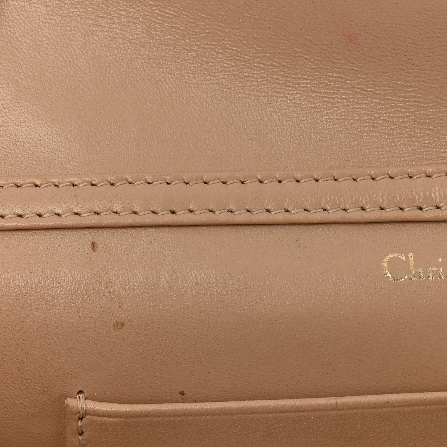 Christian Dior Grained Calfskin Diorama Wallet on Chain Pouch Nude 13 of 14