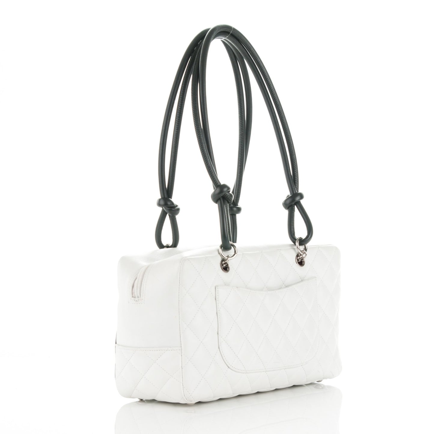 Calfskin Quilted Large Cambon Bowler White Black