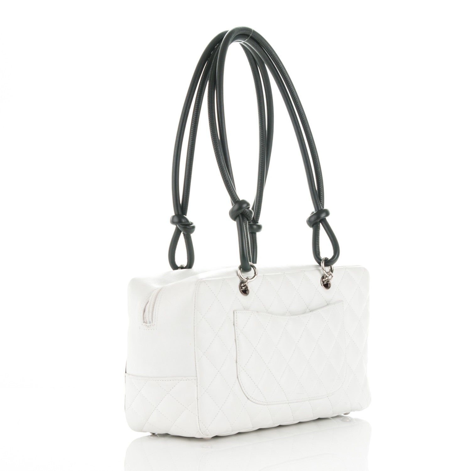 Chanel Calfskin Quilted Large Cambon Bowler White Black 3 of 7