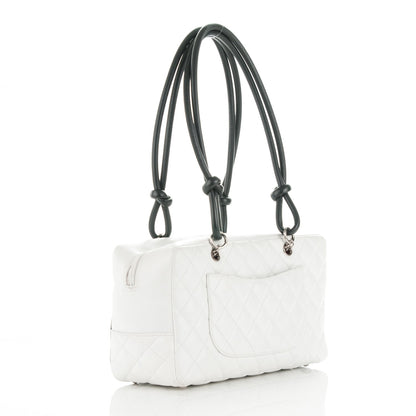 Chanel Calfskin Quilted Large Cambon Bowler White Black 3 of 7