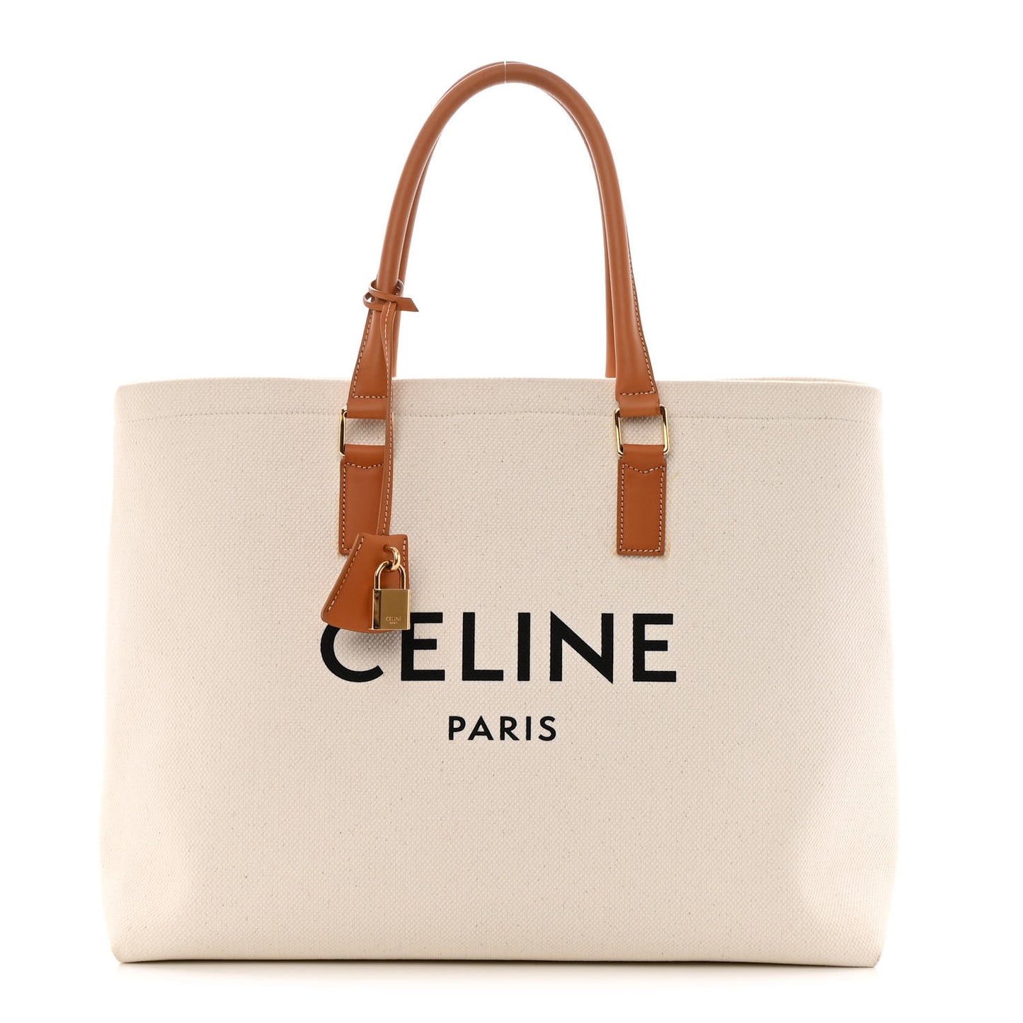 Canvas Calfskin Horizontal Cabas Natural Tan