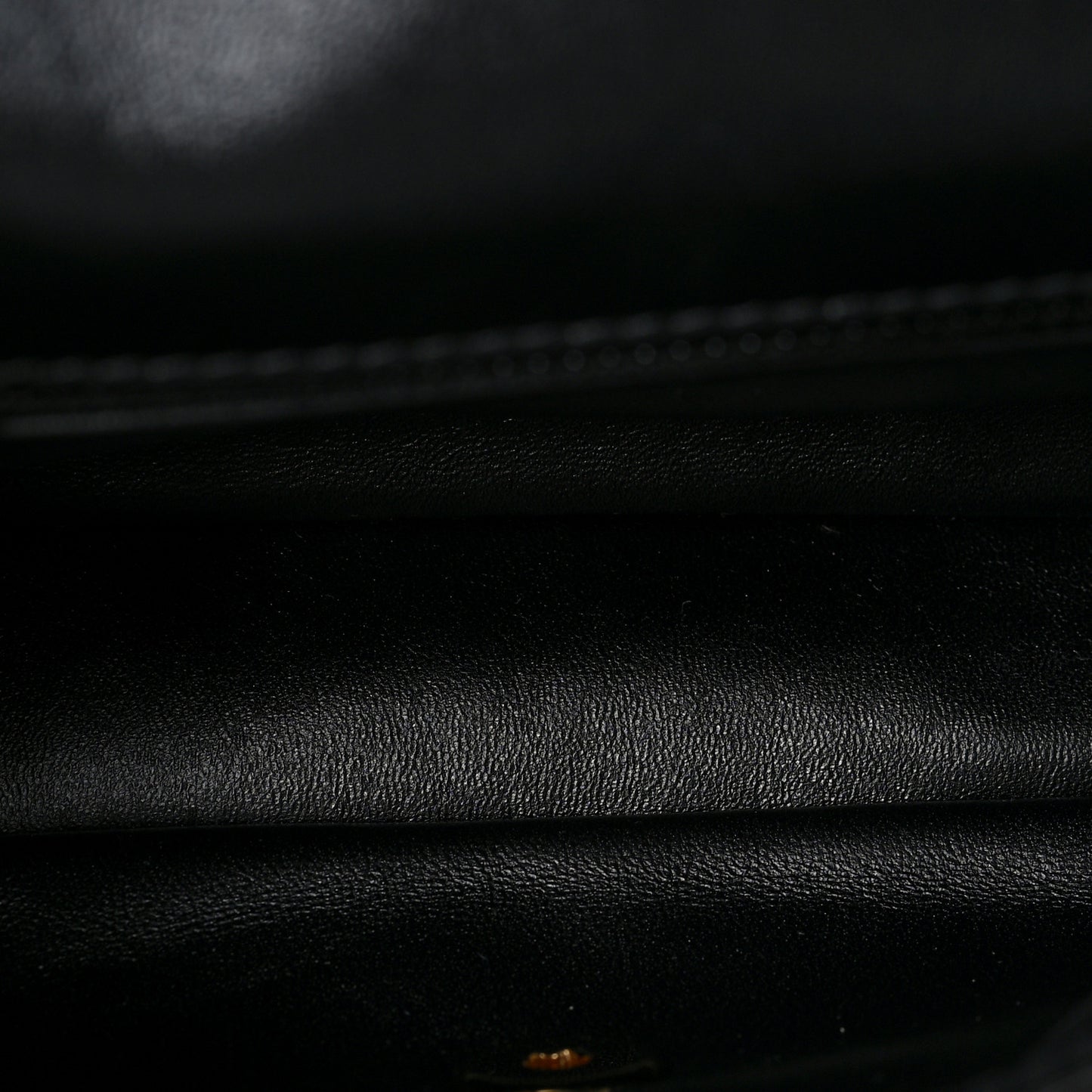 Shiny Lambskin Quilted Golden Links Top Handle Flap Black
