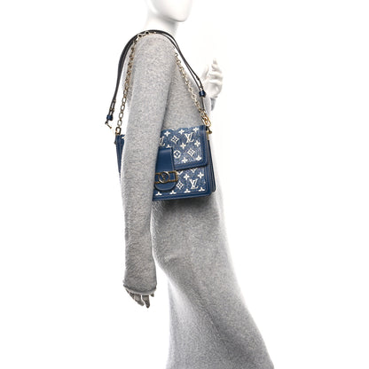 Louis Vuitton Denim Monogram Jacquard Dauphine MM Bleu 2 of 10