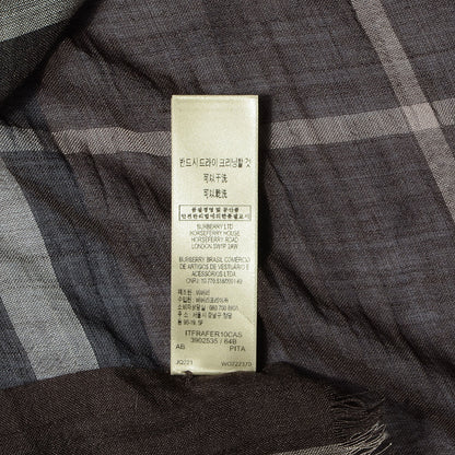 Burberry Wool Silk Giant Check Gauze Scarf Brown 5 of 7