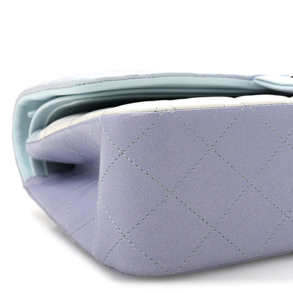 Chanel Perforated Lambskin Quilted Medium Double Flap Light Blue Light Purple White 9 of 11