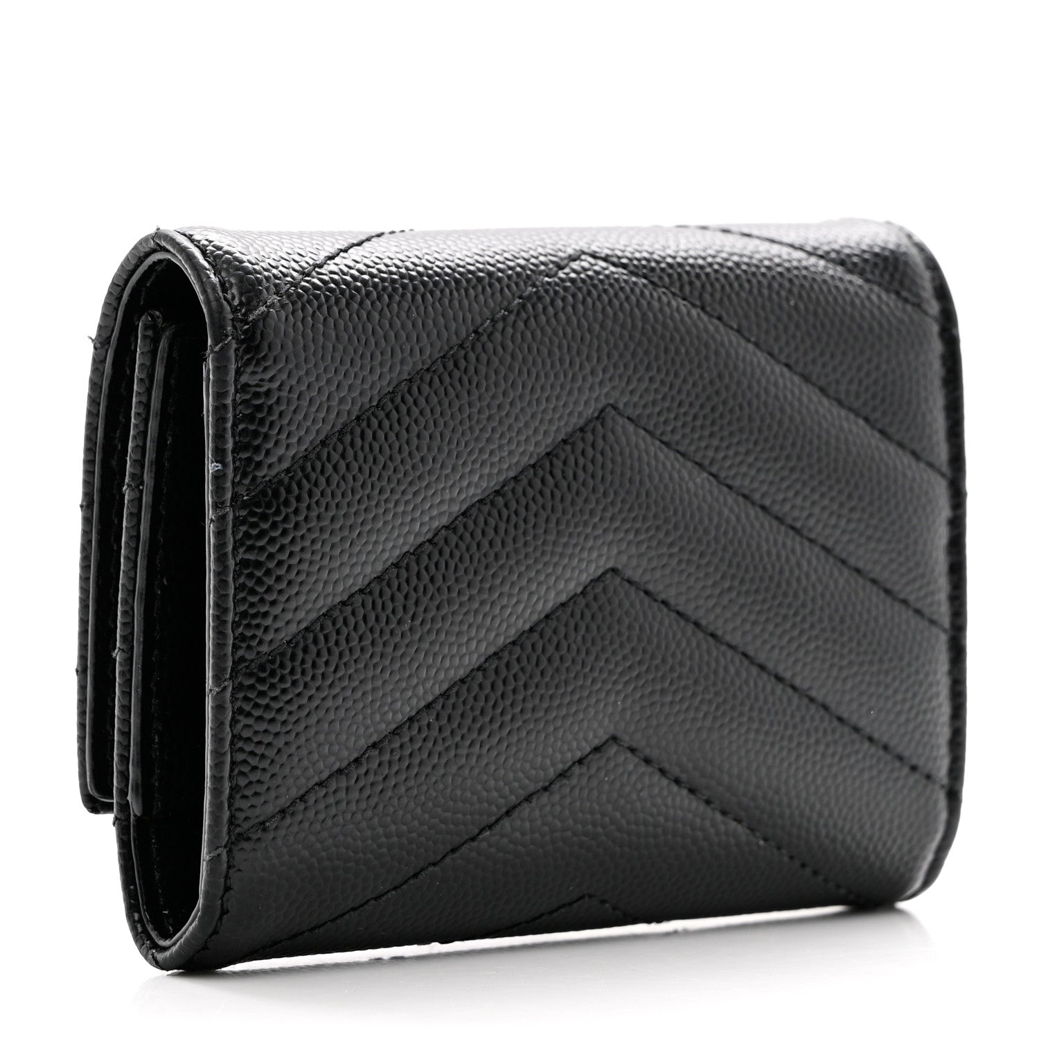 Saint Laurent Grain De Poudre Matelasse Cassandre Monogram Slim Key Case Black 3 of 7