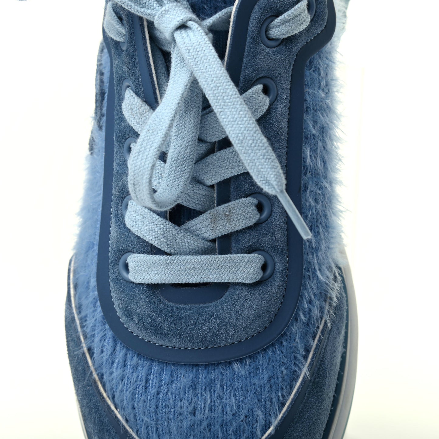 Suede Calfskin Stretch Fabric CC Sneakers 37 Light Blue
