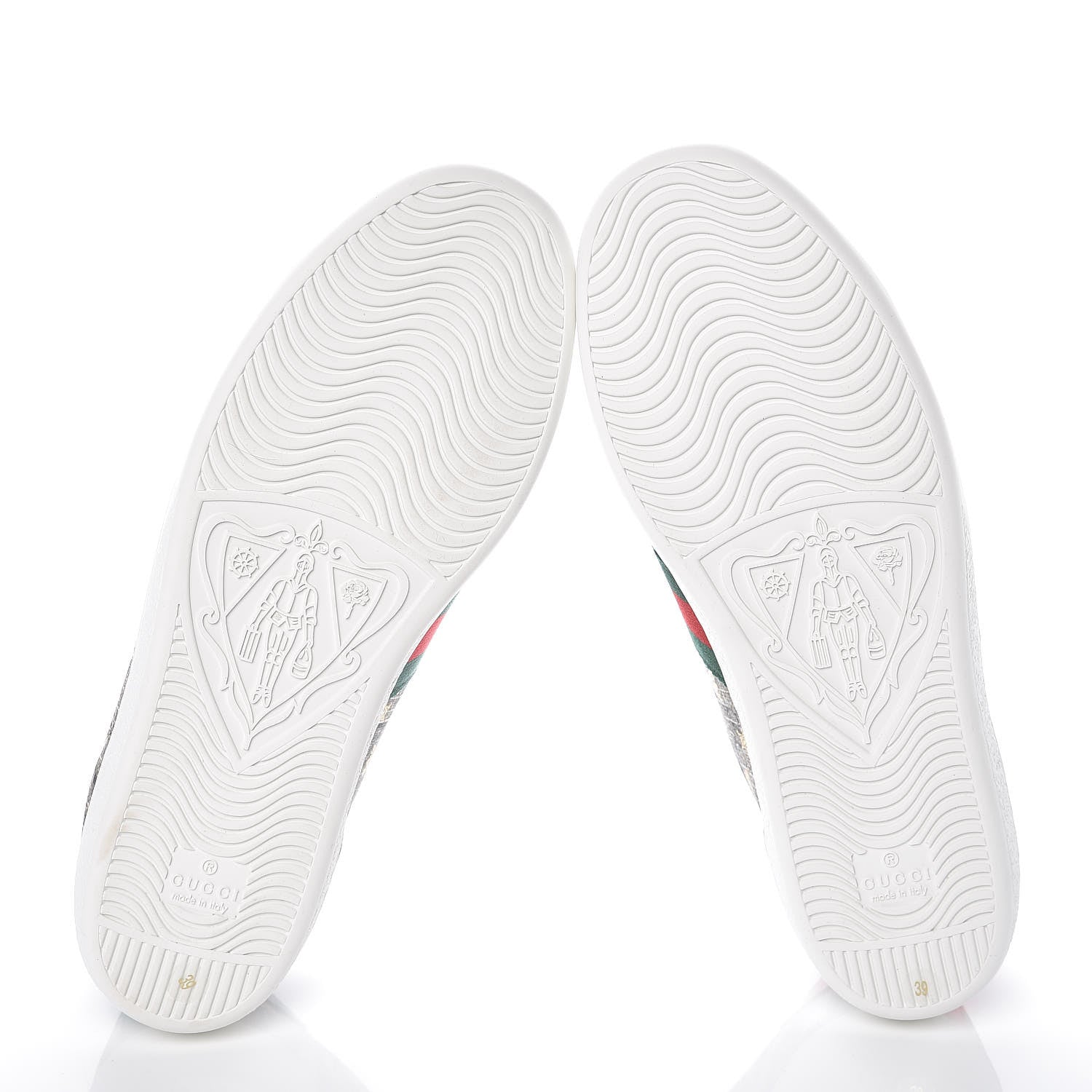 Gucci GG Supreme Monogram Bees Ayers Web Womens Ace Sneakers 39 Beige Oro Green Red 5 of 9