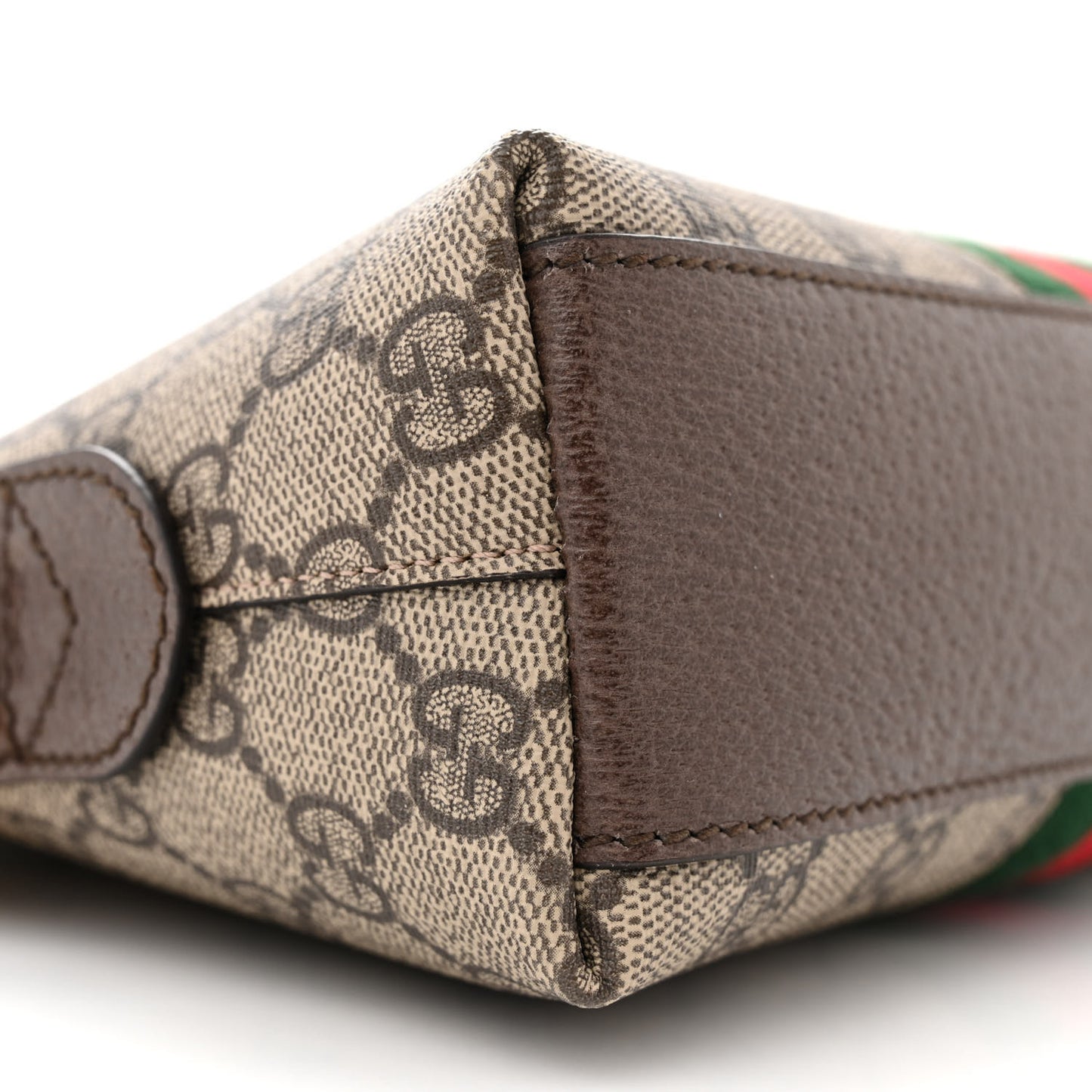 GG Supreme Monogram Textured Dollar Calfskin Web Small Ophidia Dome Shoulder Bag Beige Ebony New Acero