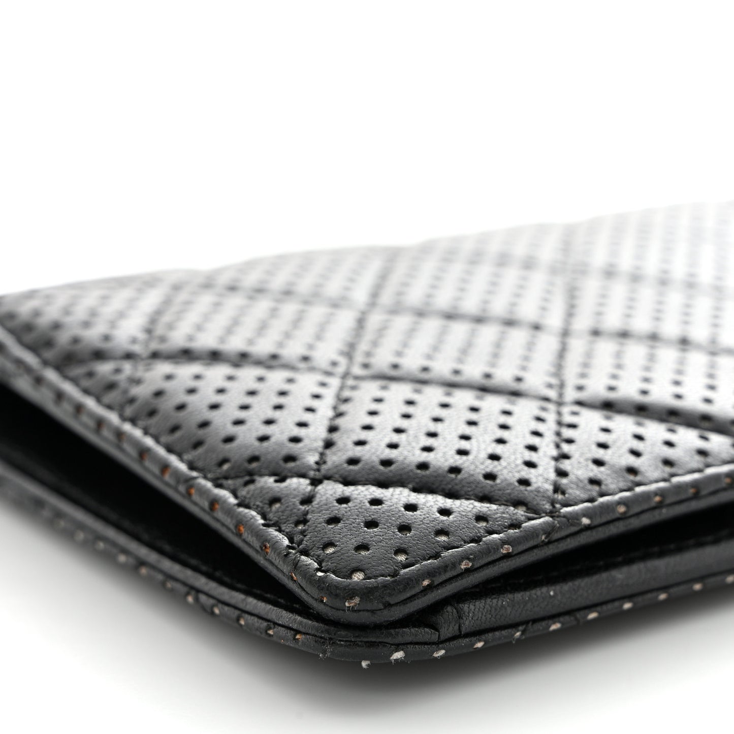 Lambskin Perforated Yen Wallet Black