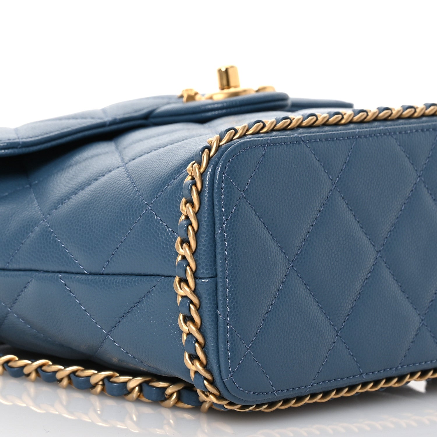 Chanel Caviar Quilted Camellia Chain Around Backpack Blue 9 of 11