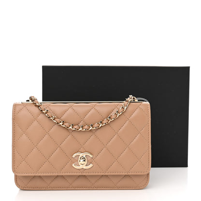 Chanel Lambskin Quilted Trendy CC Wallet On Chain WOC Beige 12 of 12