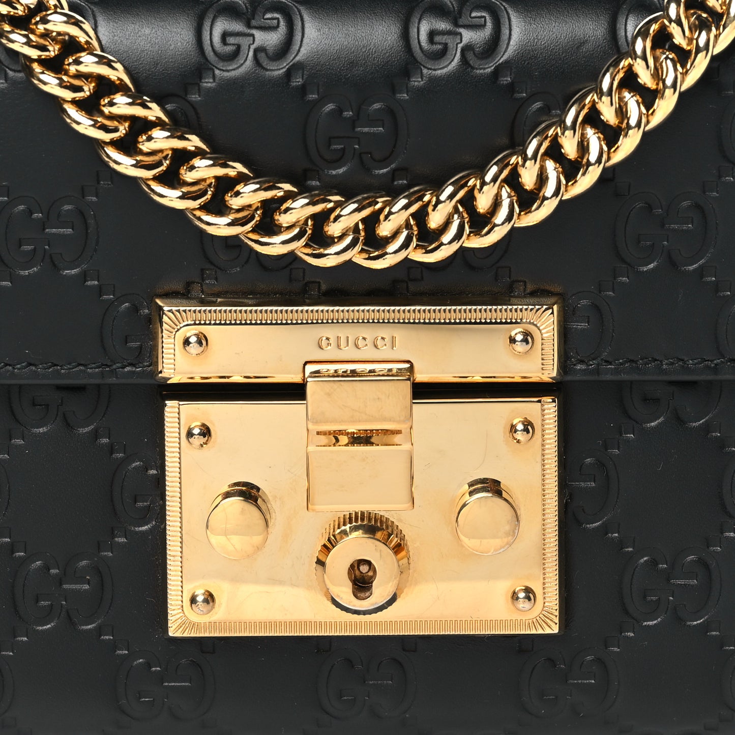 Guccissima Small Padlock Shoulder Bag Black