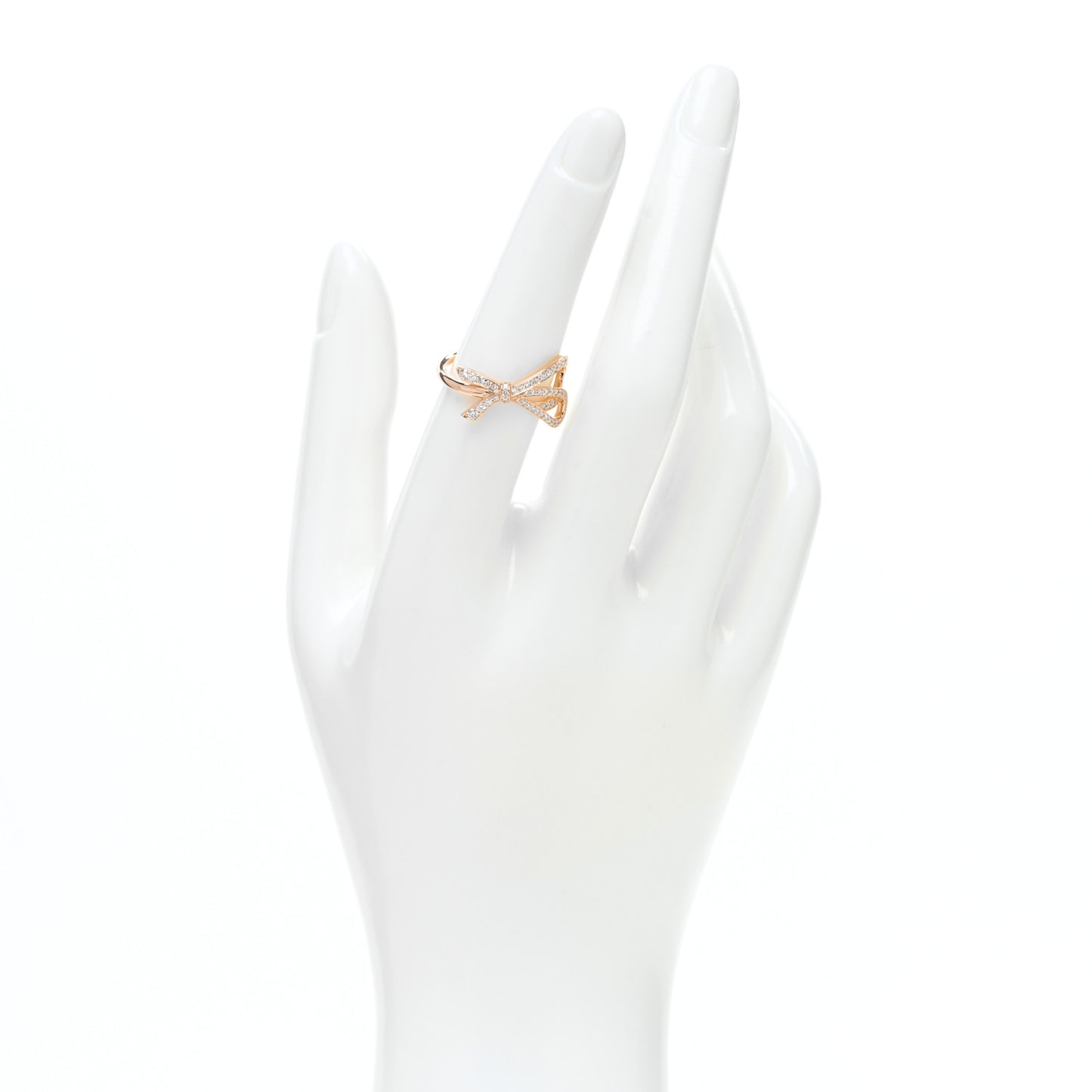 18K Rose Gold Diamond Bow Ring 53 6.25