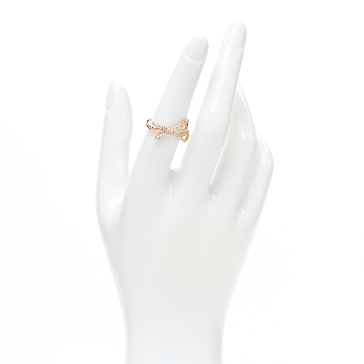 Tiffany 18K Rose Gold Diamond Bow Ring 53 6.25 2 of 5