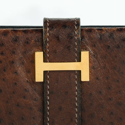 Hermes Ostrich Bearn Wallet Chocolate 10 of 12
