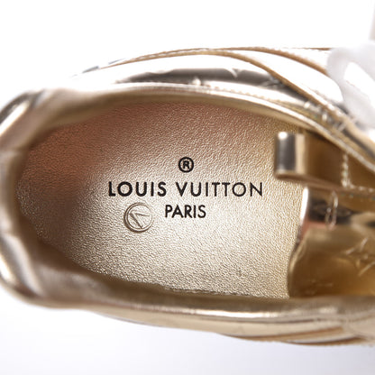 Louis Vuitton Metallic Patent Embossed Monogram Run Away Sneakers 39 Gold 6 of 9