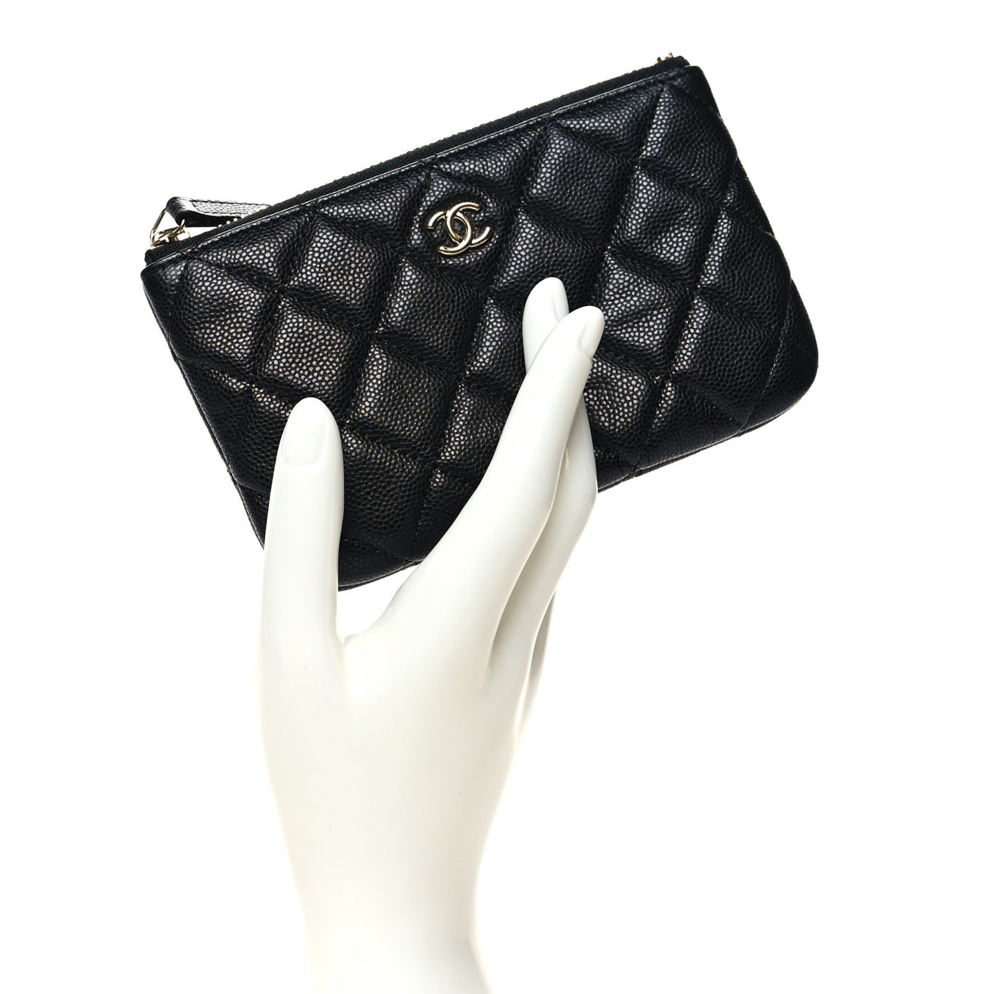 Caviar Quilted Small Cosmetic Case Black
