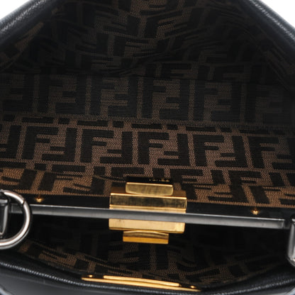 Fendi Goatskin Zucca Medium Peekaboo Iconic Satchel Black Tobacco 5 of 6