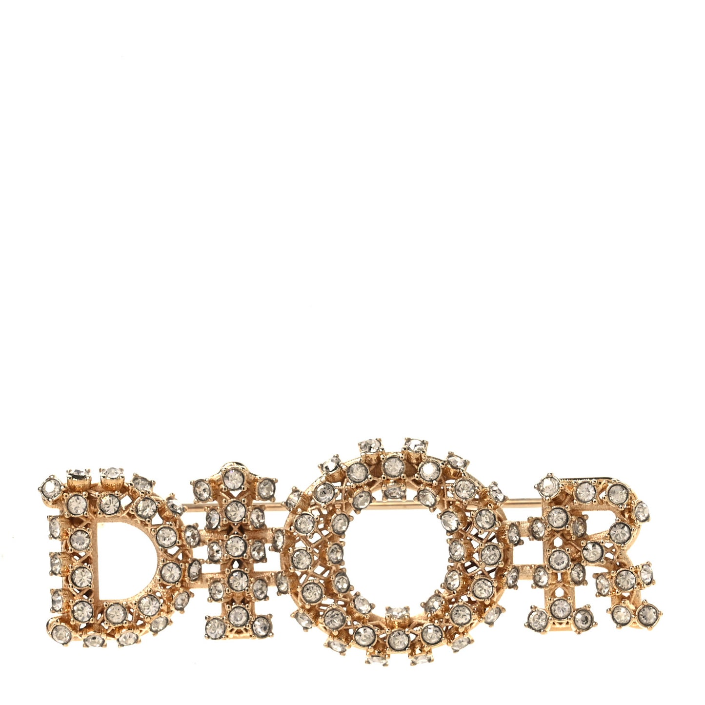 Metal Crystal Brooch Gold