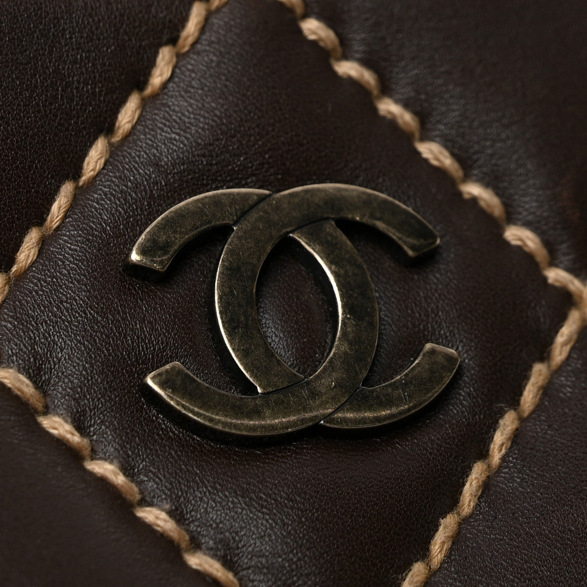 Calfskin Wild Stitch Vertical Top Handle Bag Brown