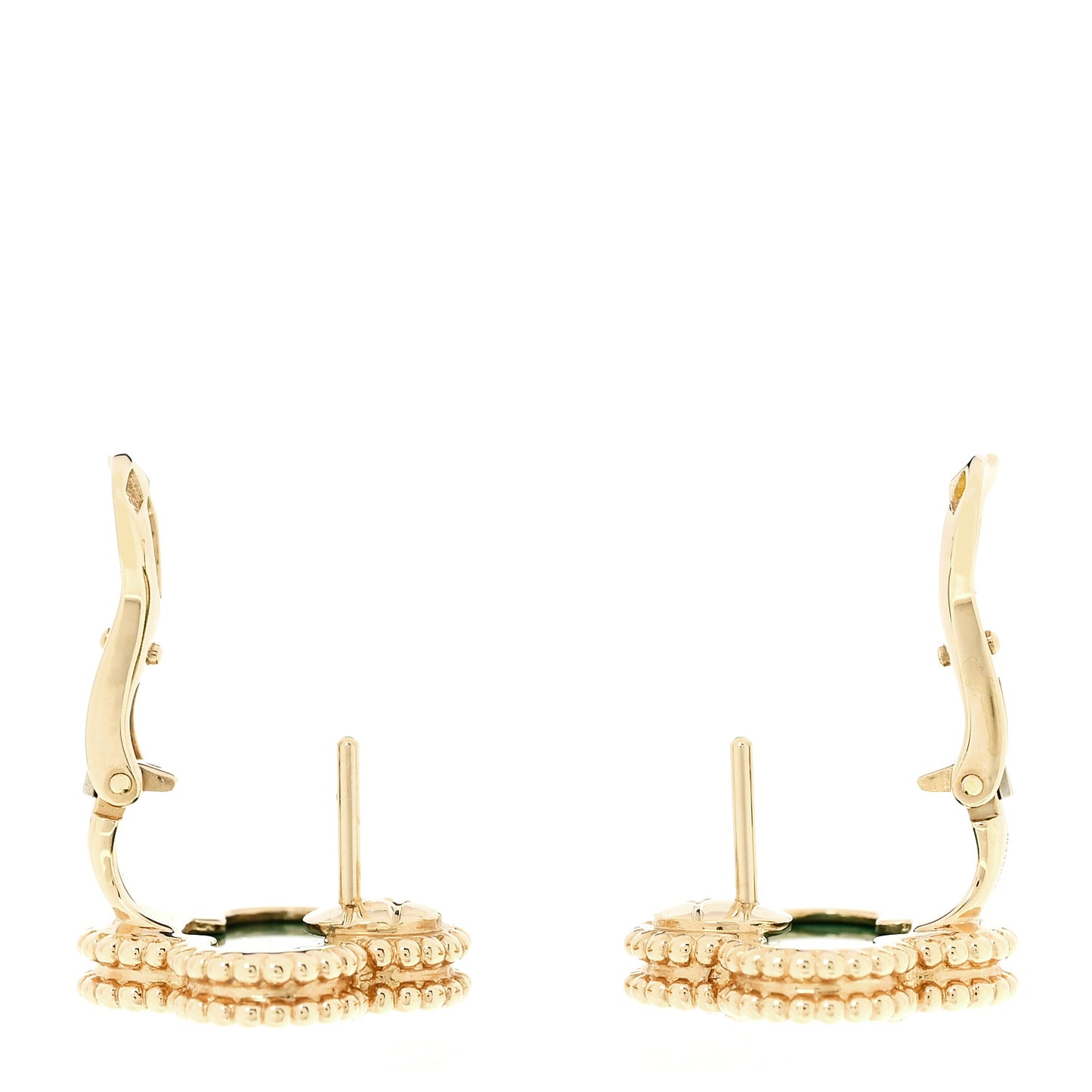 18K Yellow Gold Malachite Vintage Alhambra Earrings
