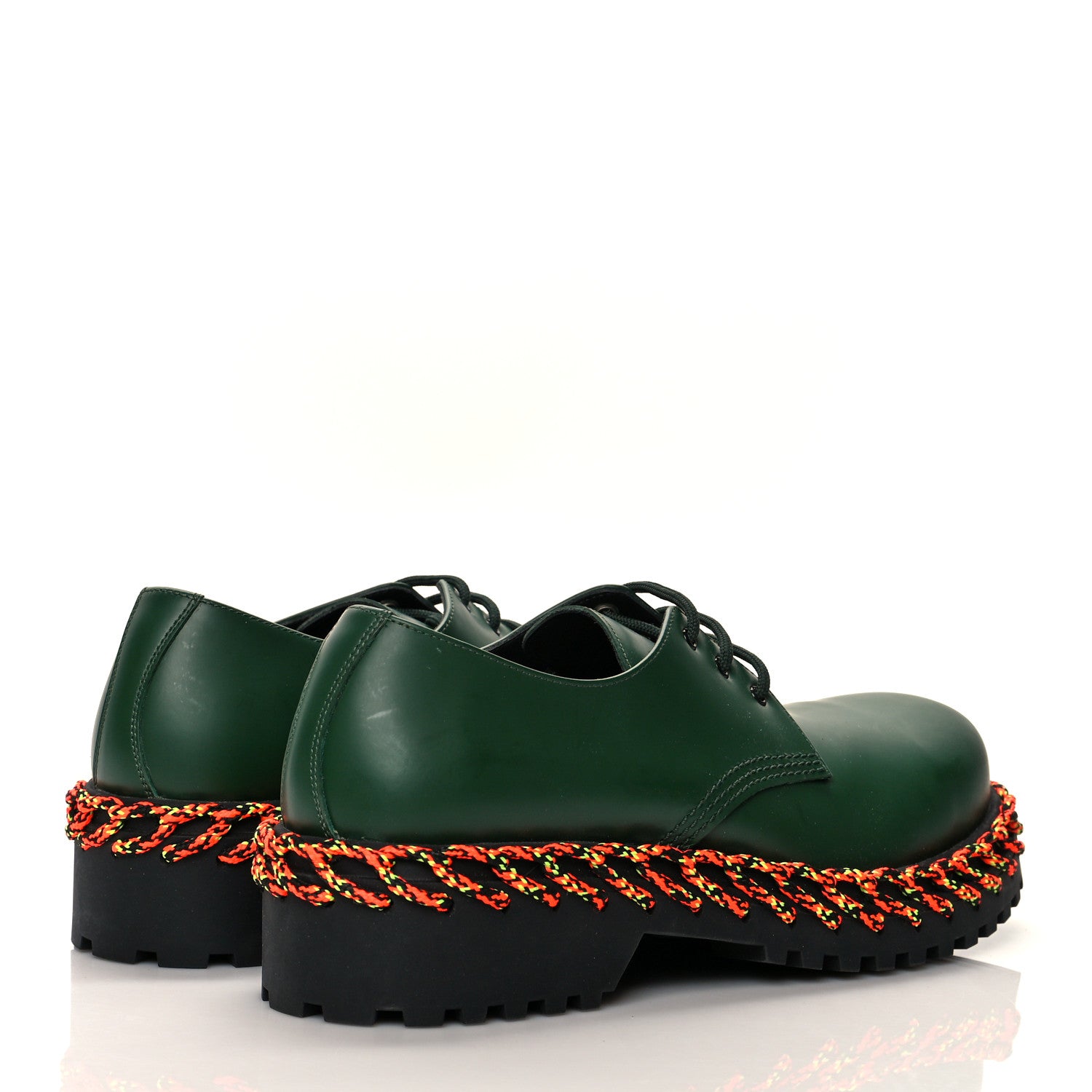 Balenciaga Calfskin Braided Derby Loafers 41 Green 4 of 9