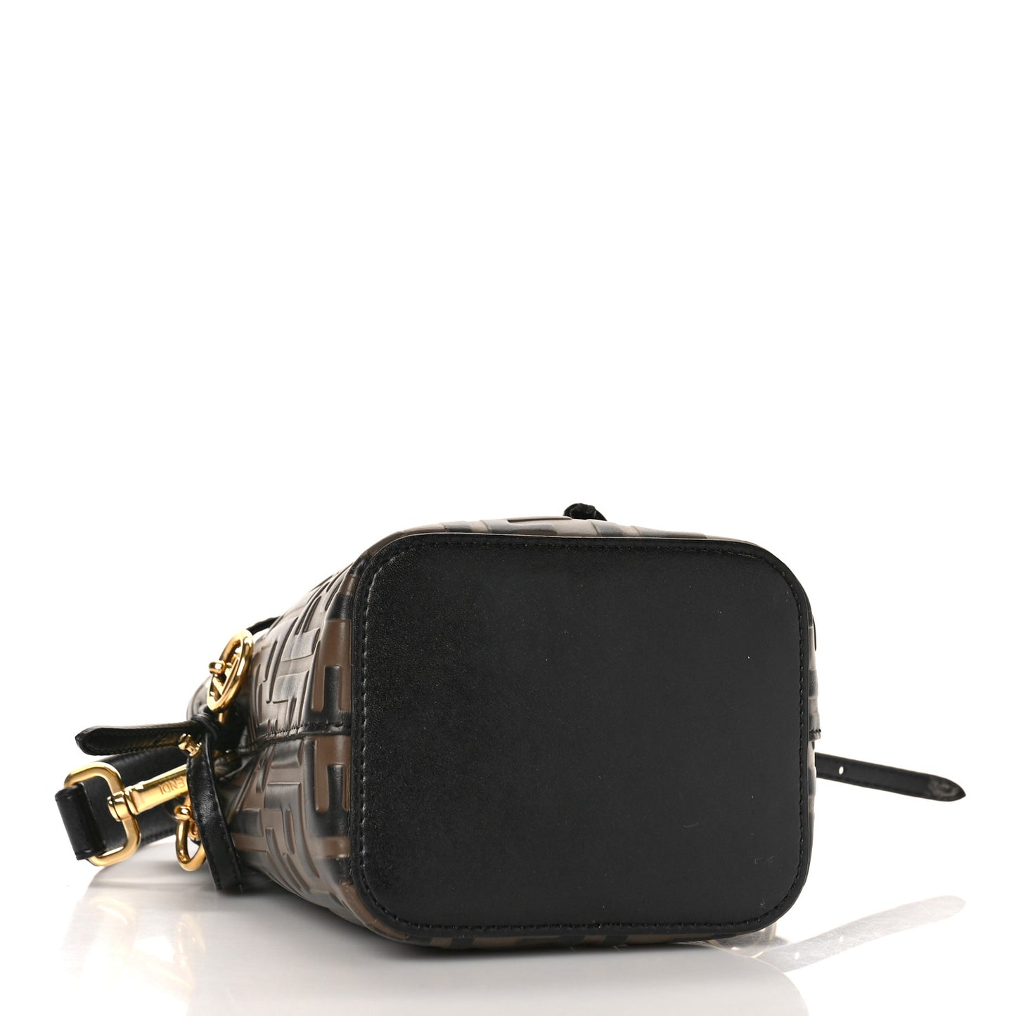 Vitello Liberty F is Fendi Bi-Color FF 1974 Embossed Mini Mon Tresor Bucket Bag Maya Black