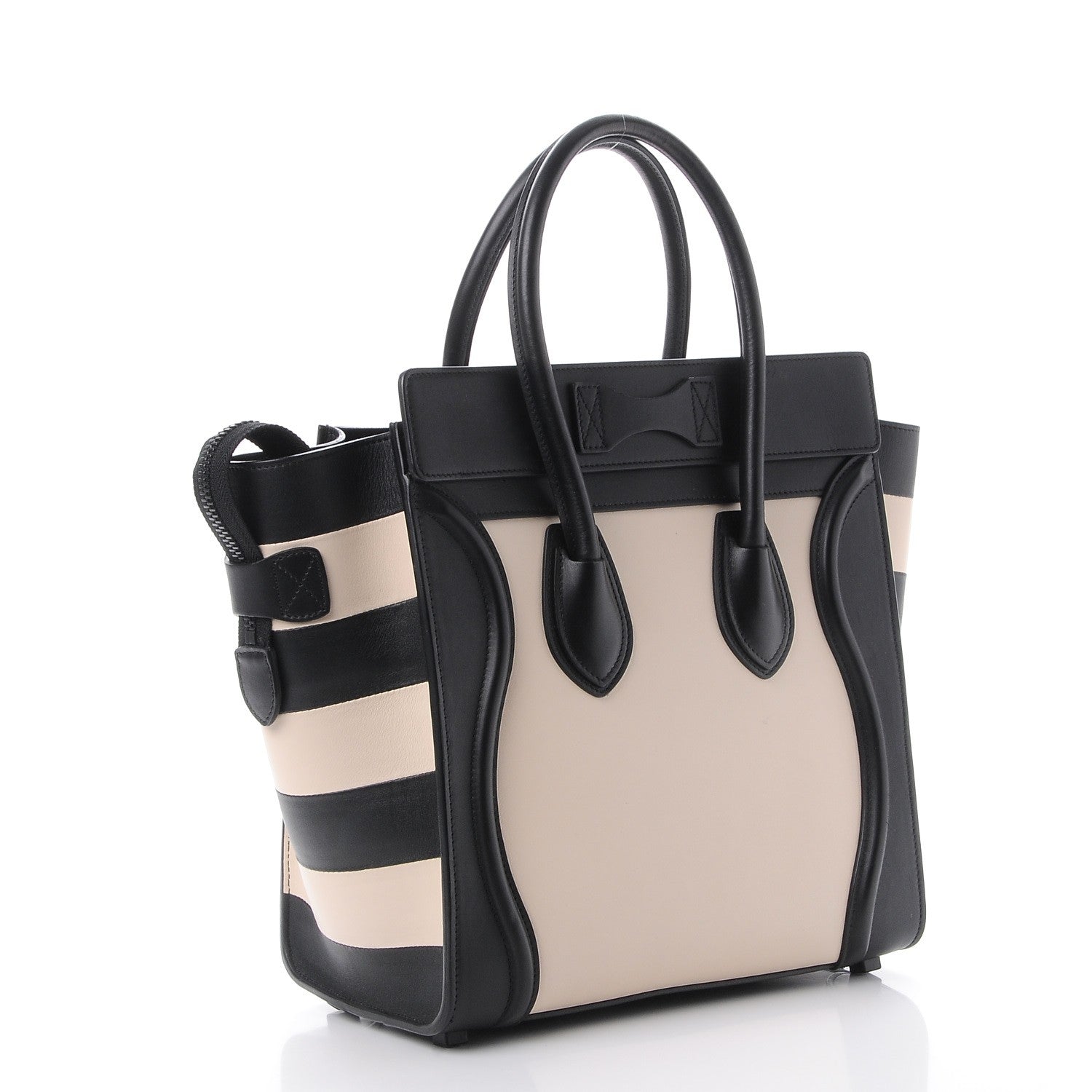 Celine Sleek Calfskin Micro Bi-Color Luggage Black Beige 2 of 12