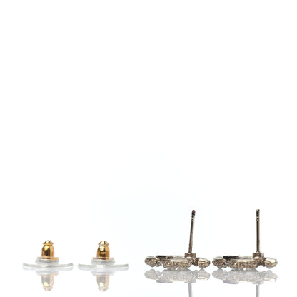 Chanel Pearl Crystal CC Stud Earrings Gold 3 of 4