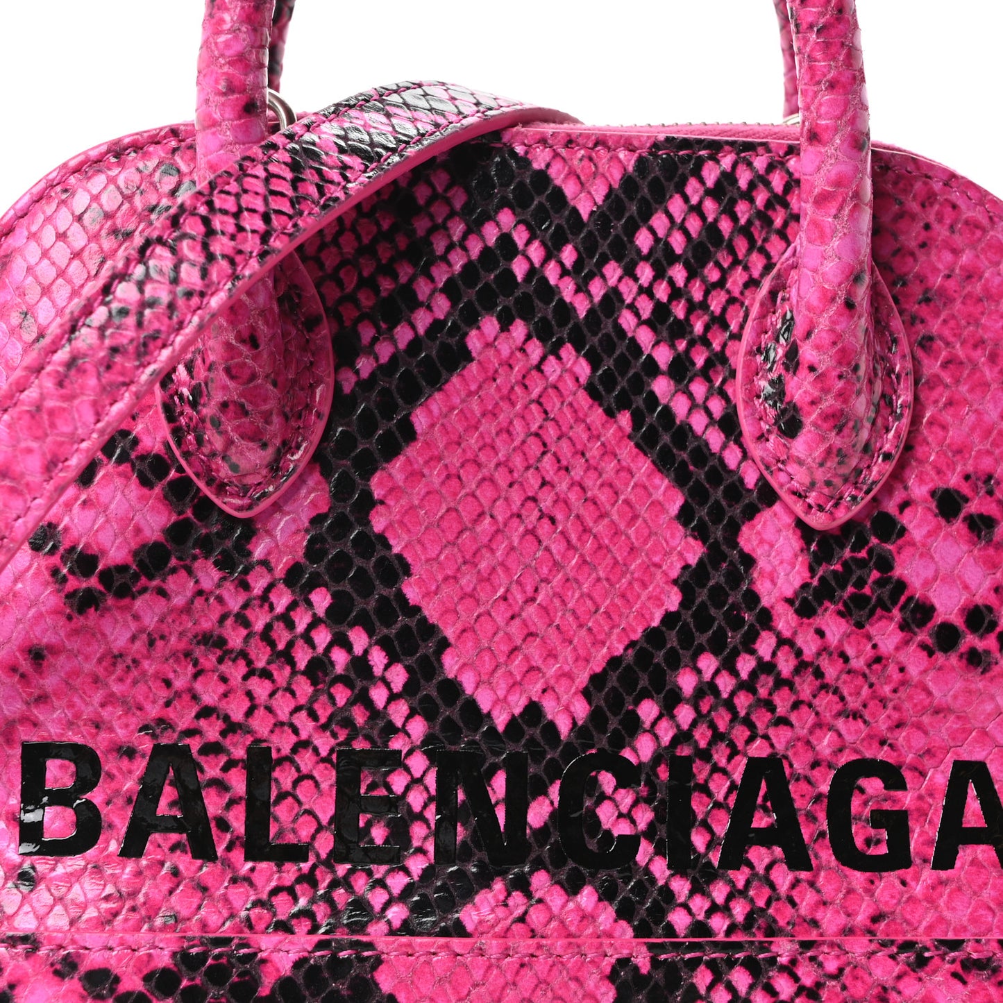 Calfskin Python Effect XXS Ville Top Handle Bag Fuchsia Black