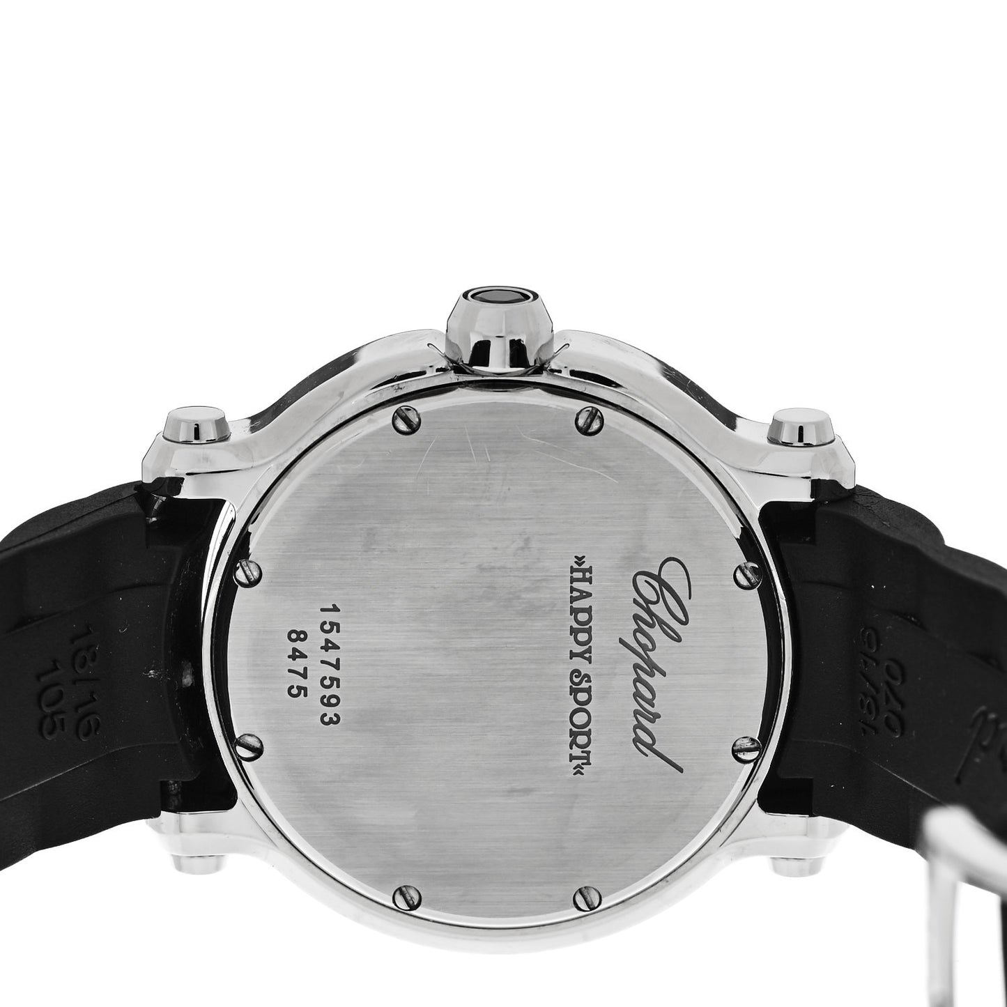 Stainless Steel Rubber 3 Diamond 36mm Happy Sport Quartz Watch Black