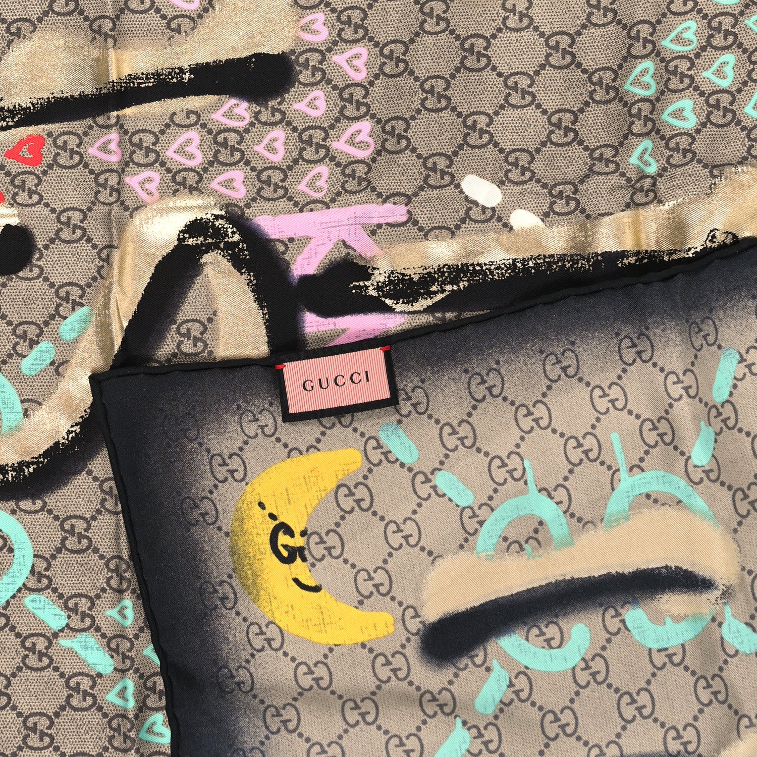 Gucci Silk Twill GG Monogram Life is Gucci Square Scarf Multicolor 2 of 3