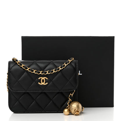 Chanel Lambskin Quilted Pearl Crush Clutch With Chain Black 15 of 15