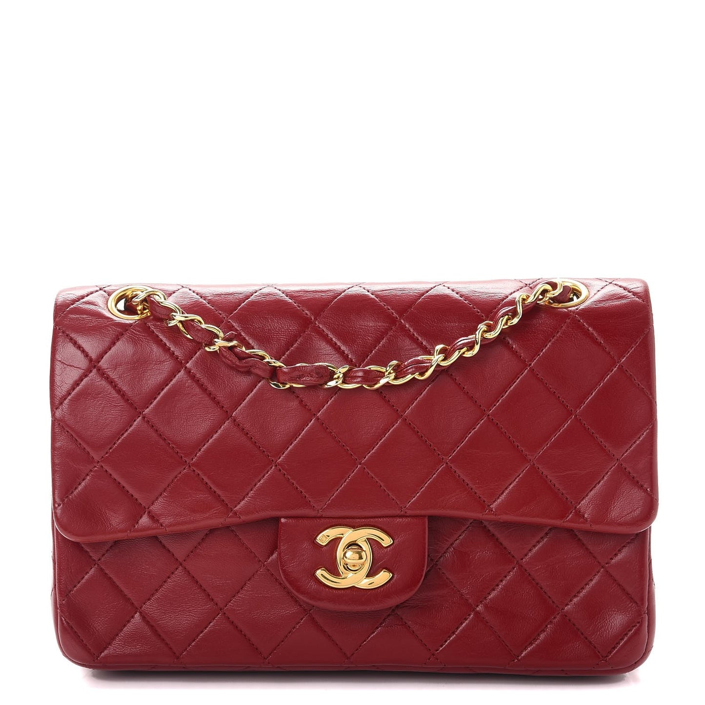 Lambskin Quilted Small Double Flap Red