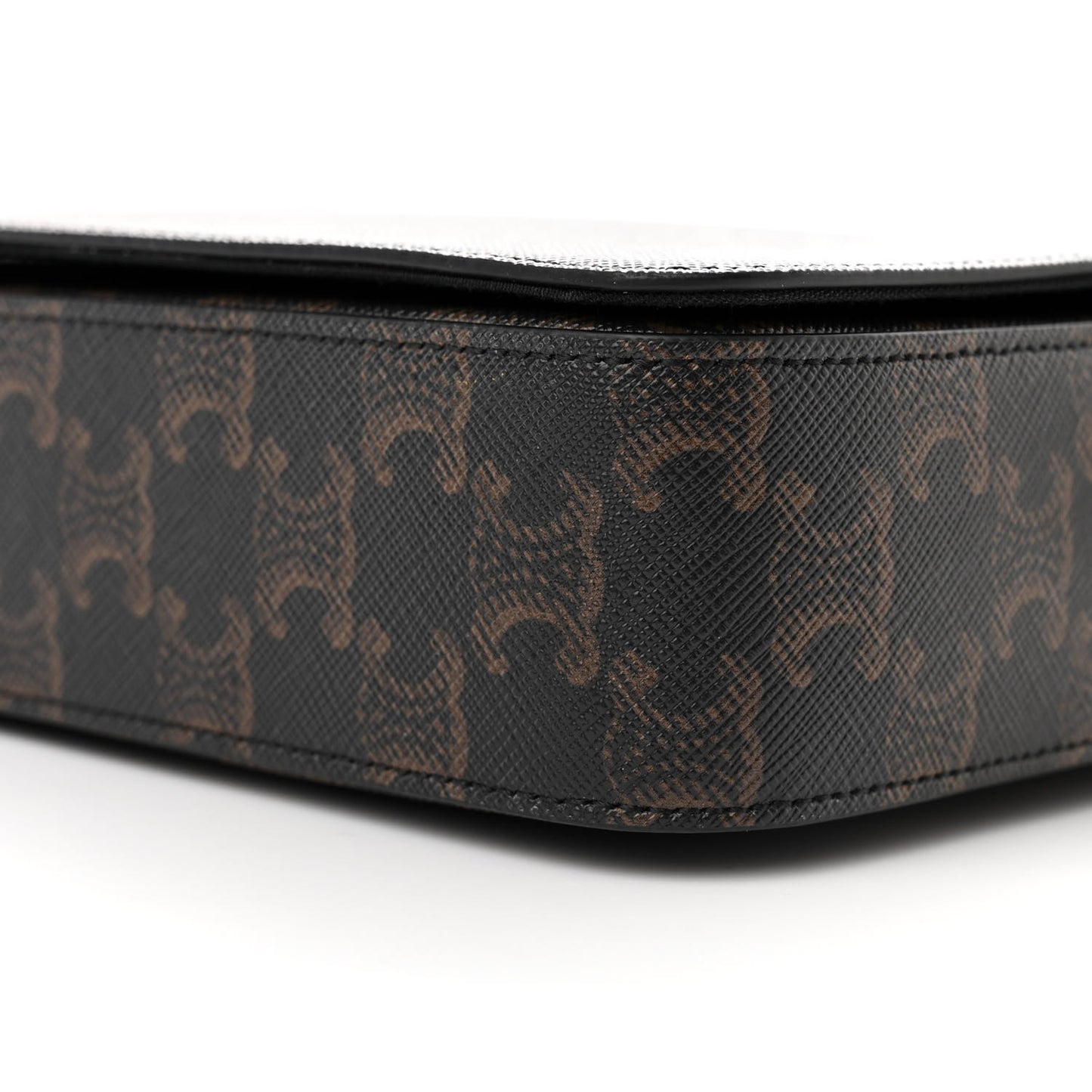 Triomphe Canvas Calfskin Flap Messenger Bag Black