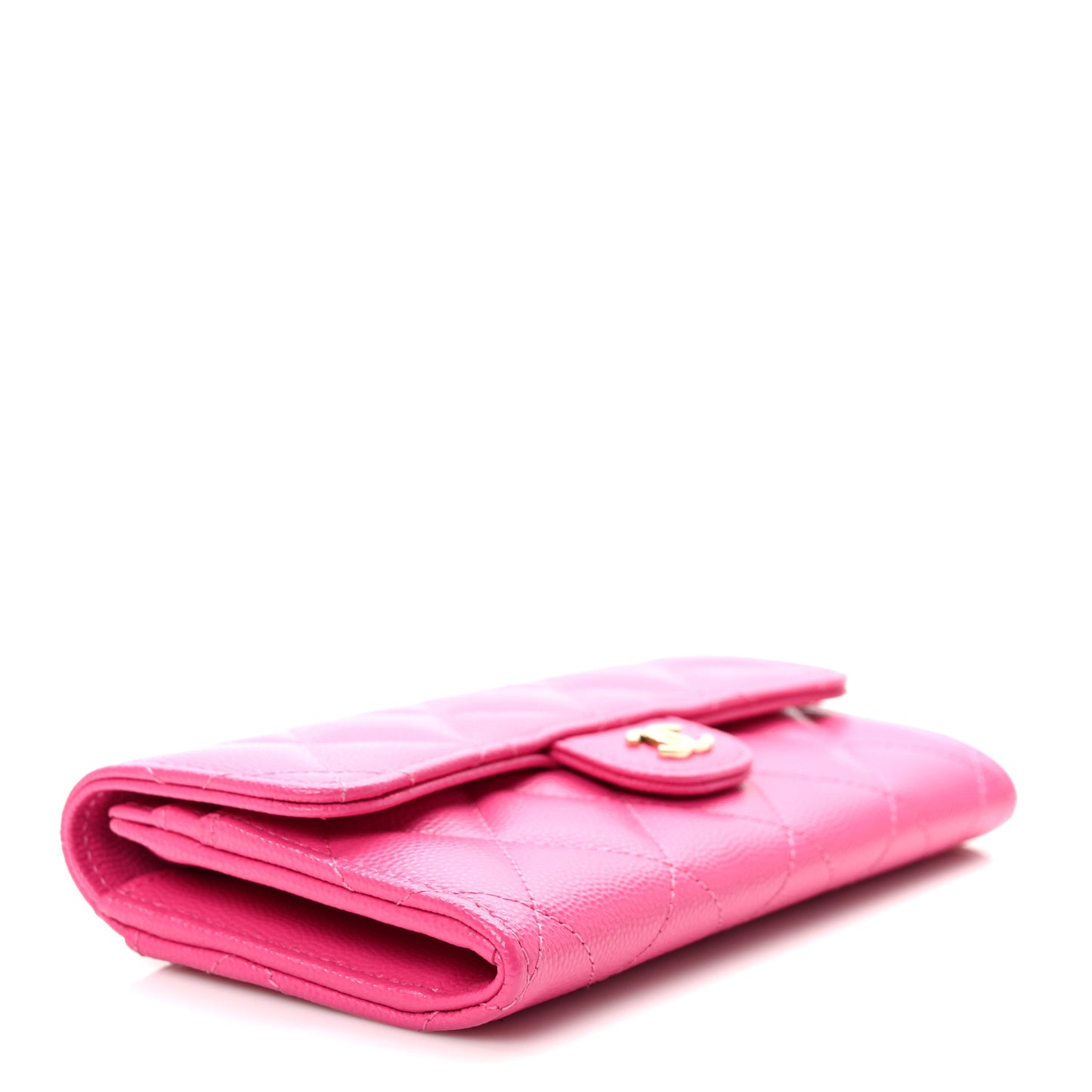 Caviar Quilted Medium Flap Wallet Dark Pink