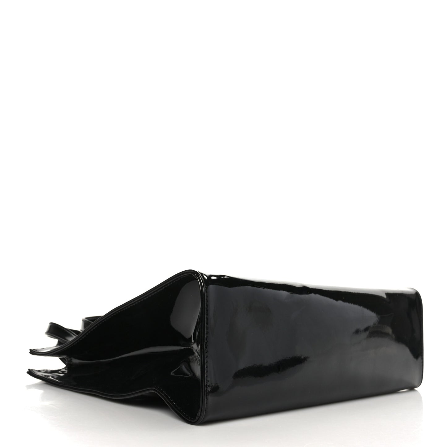 Patent Vegan Leather Medium Shopping Bag Black