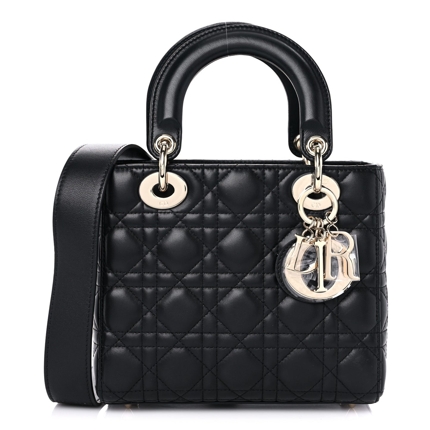 Lambskin Cannage Small Lucky Badges My Lady Dior Black