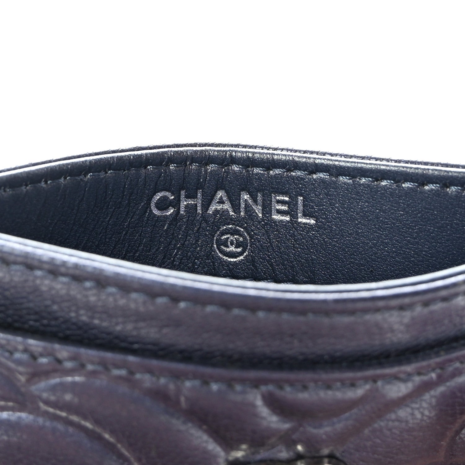 Chanel Goatskin Camellia Embossed Card Holder Dark Blue 6 of 8